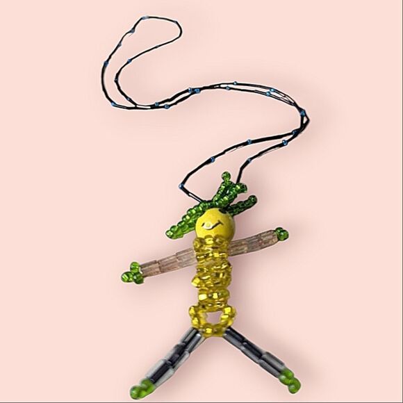 Handcrafted Beaded Figure Fixed Length Necklace On Beaded Chain - Picture 5 of 8